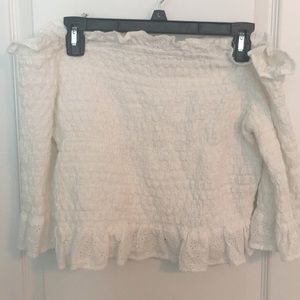 White Smocked Off the Shoulder American Eagle Top